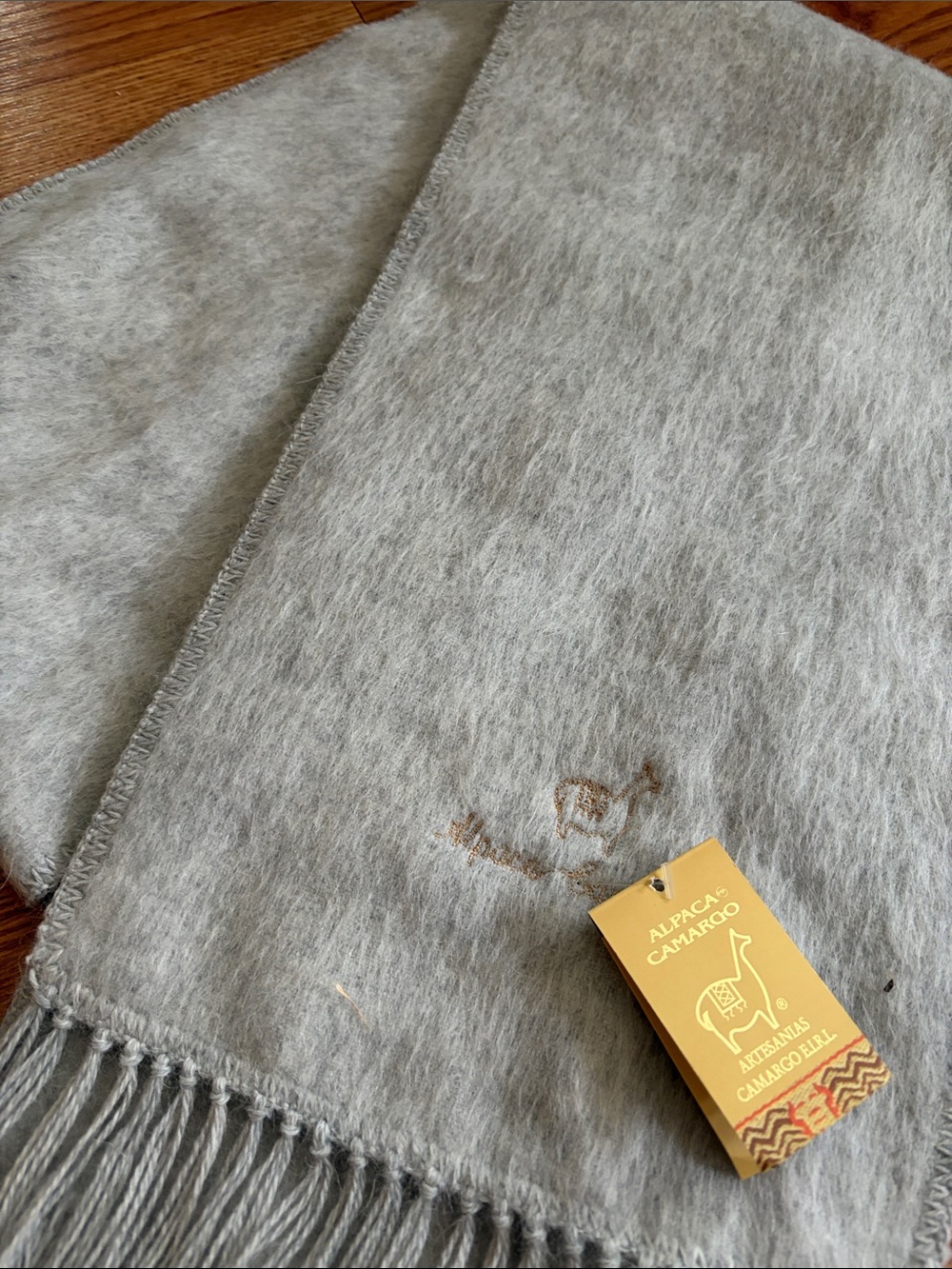Alpaca Camargo Light Gray Alpaca-Blend Fringe Scarf